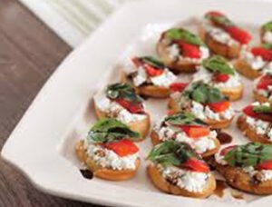 Roasted Pepper & Cheese Crostini